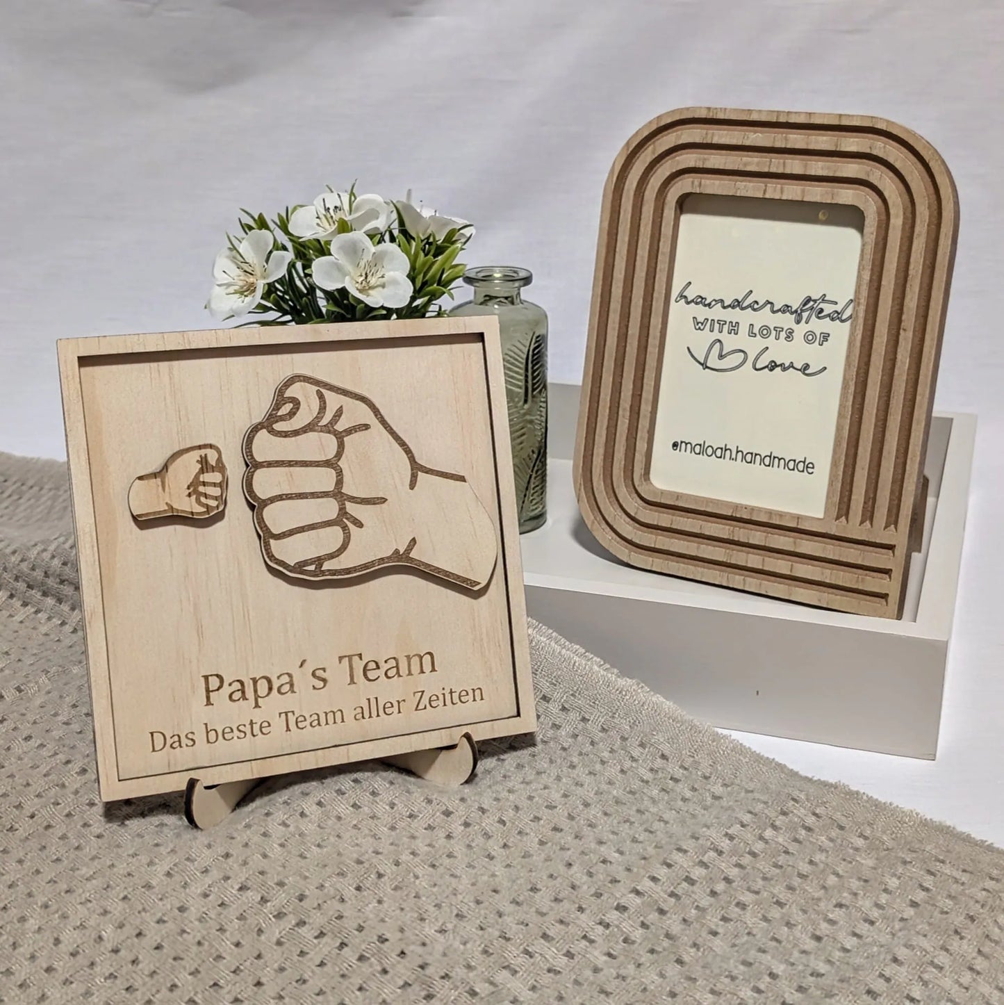 Einzigartiges Vatertagsgeschenk: „Papa’s Team“ aus Holz - Maloah Handmade Design