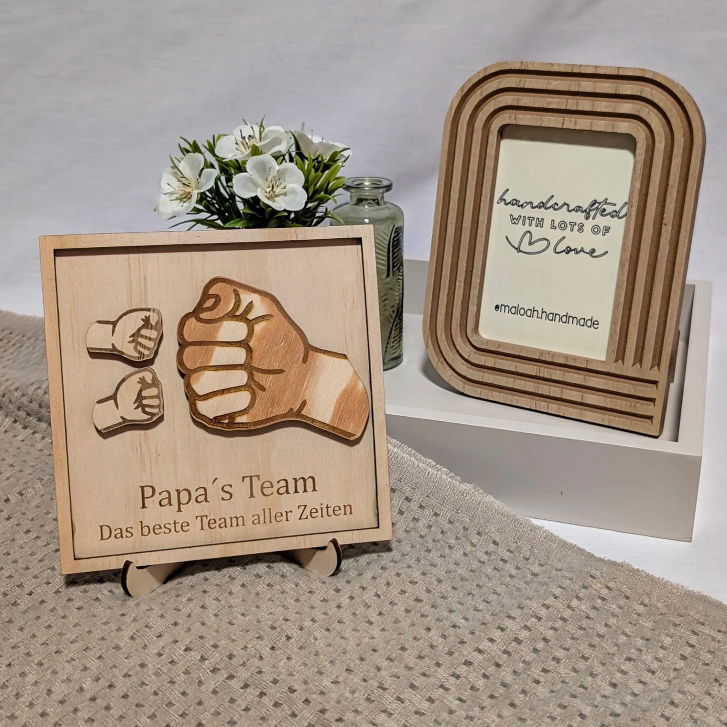 Einzigartiges Vatertagsgeschenk: „Papa’s Team“ aus Holz - Maloah Handmade Design