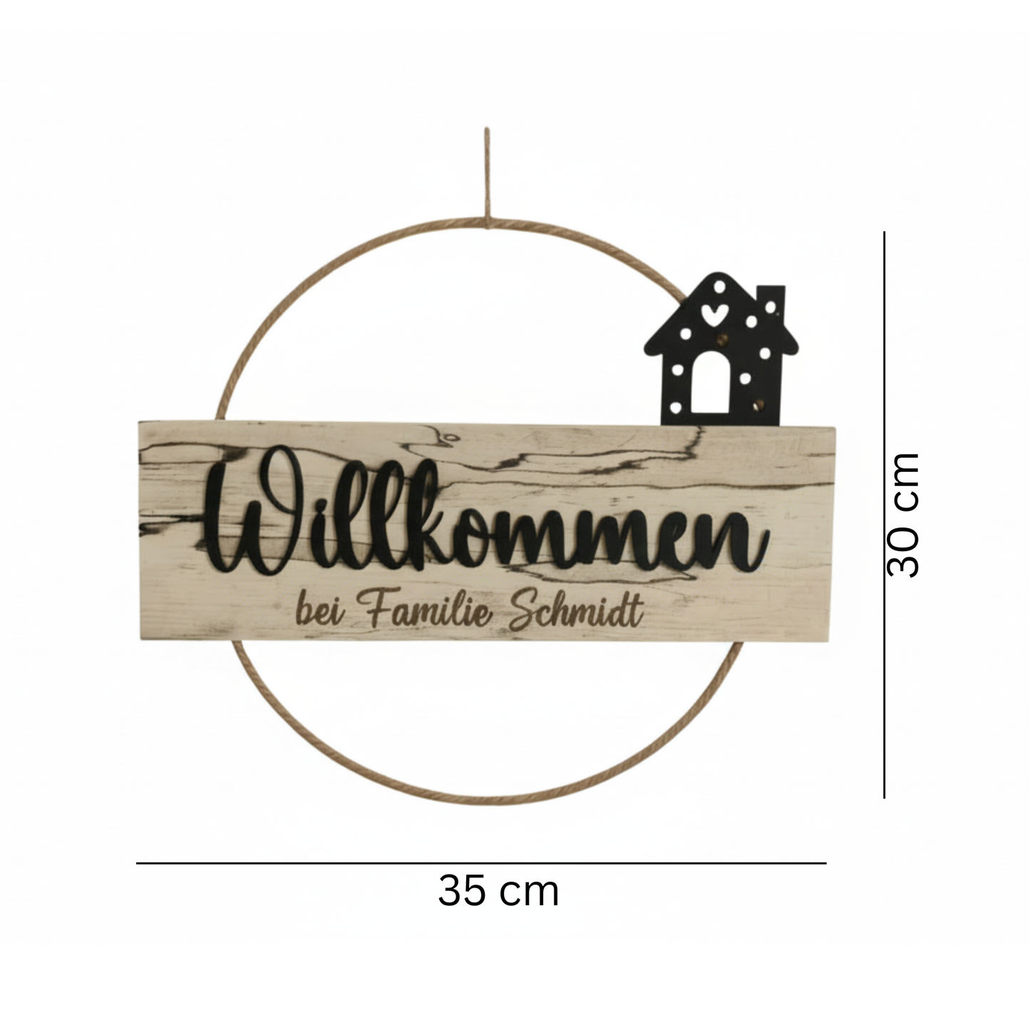 Türkranz Willkommen Personalisiert mit Familiennamen – Handgefertigt 30cm - Maloah Handmade Design