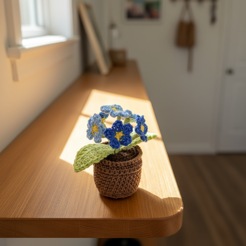 Handgehäkelte Blume im Topf – Ewige Deko mit Herz - Maloah Handmade Design