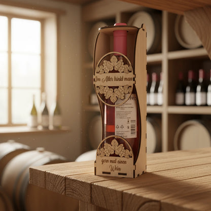 Geschenkbox für Weinflaschen aus Kiefernholz – mit Wunschgravur - Maloah Handmade Design