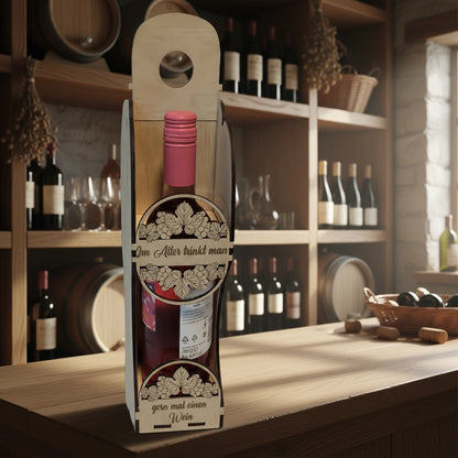 Geschenkbox für Weinflaschen aus Kiefernholz – mit Wunschgravur - Maloah Handmade Design