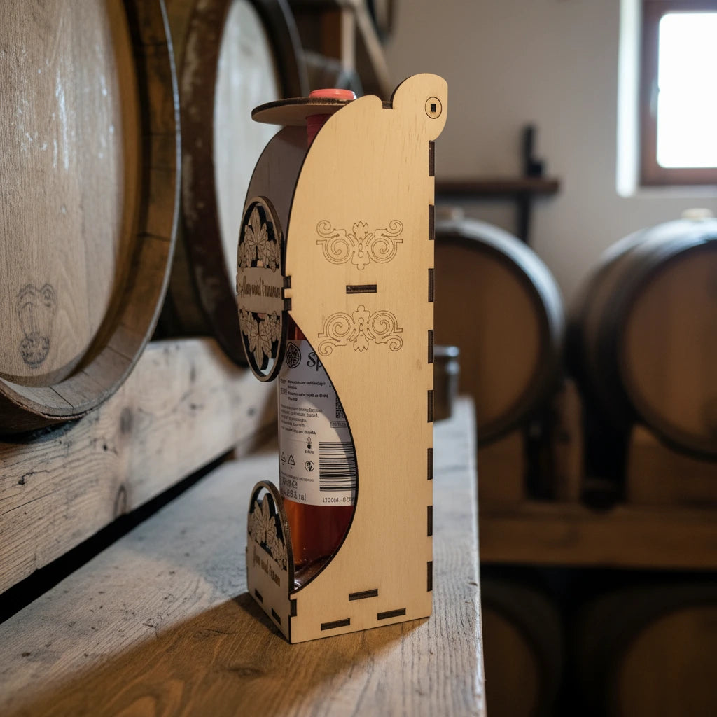 Geschenkbox für Weinflaschen aus Kiefernholz – mit Wunschgravur - Maloah Handmade Design