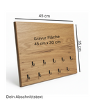 Schlüsselbrett Eiche 45 x 35 cm – Personalisiert mit 10 Haken - Maloah Handmade Design
