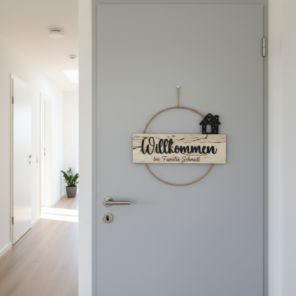 Handgefertigter Türkranz personalisiert Geschenk Hauseinweihung Hochzeit mit Namen
