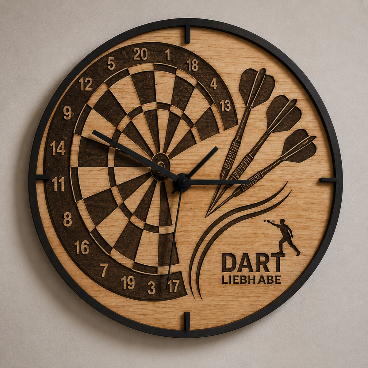 Handgemachte  Wanduhr Dart liebhaber