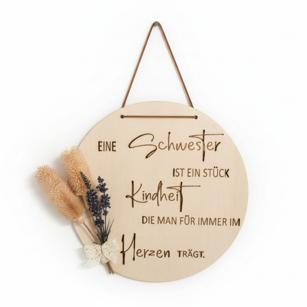 Holzschild schwester studio aufnahme