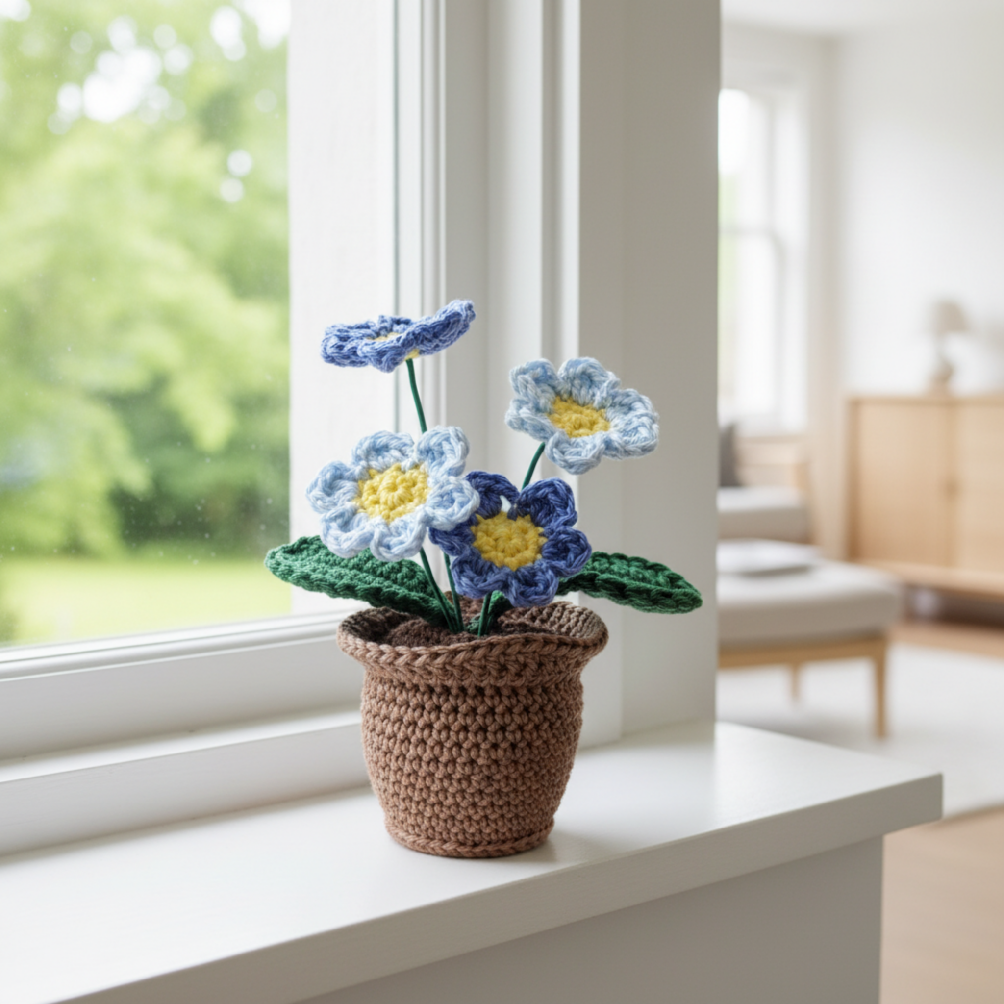 Handgehäkelte Blume im Topf – Ewige Deko mit Herz - Maloah Handmade Design