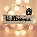 Türkranz Willkommen Handgefertigt | Holz Haus 30cm - Maloah Handmade Design