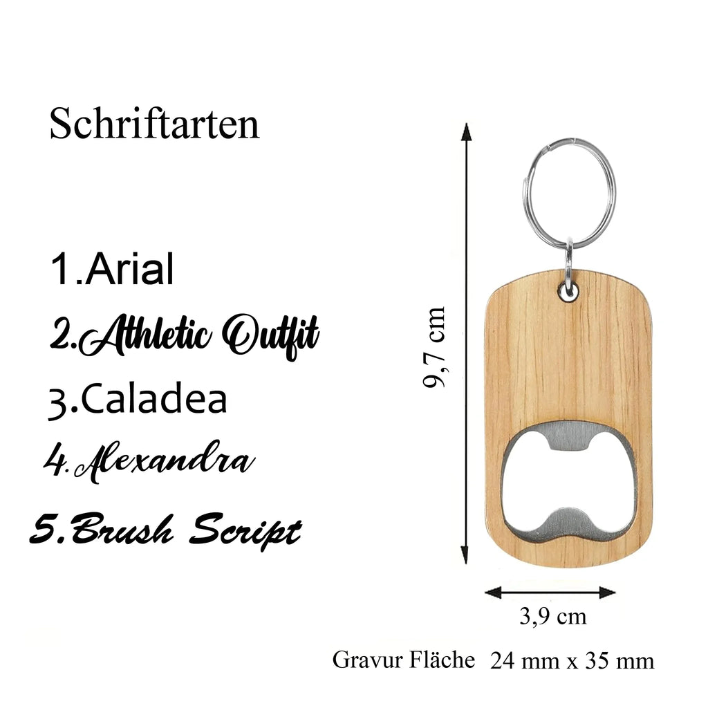Flaschenöffner-Schlüsselanhänger aus Holz - Maloah Handmade Design