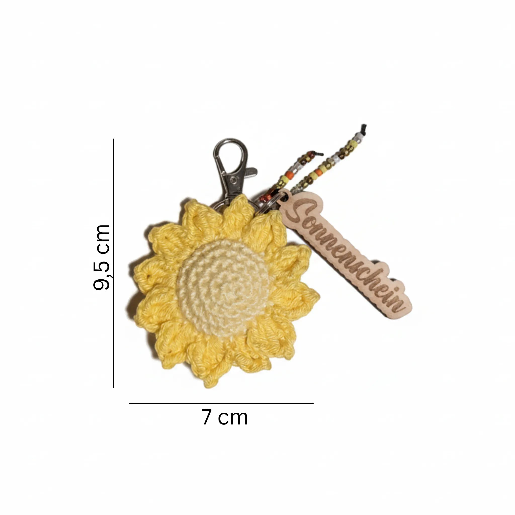 Komplimentenblume Schlüsselanhänger - Handgemachte Häkelblume mit 6 Sprüchen - Maloah Handmade Design