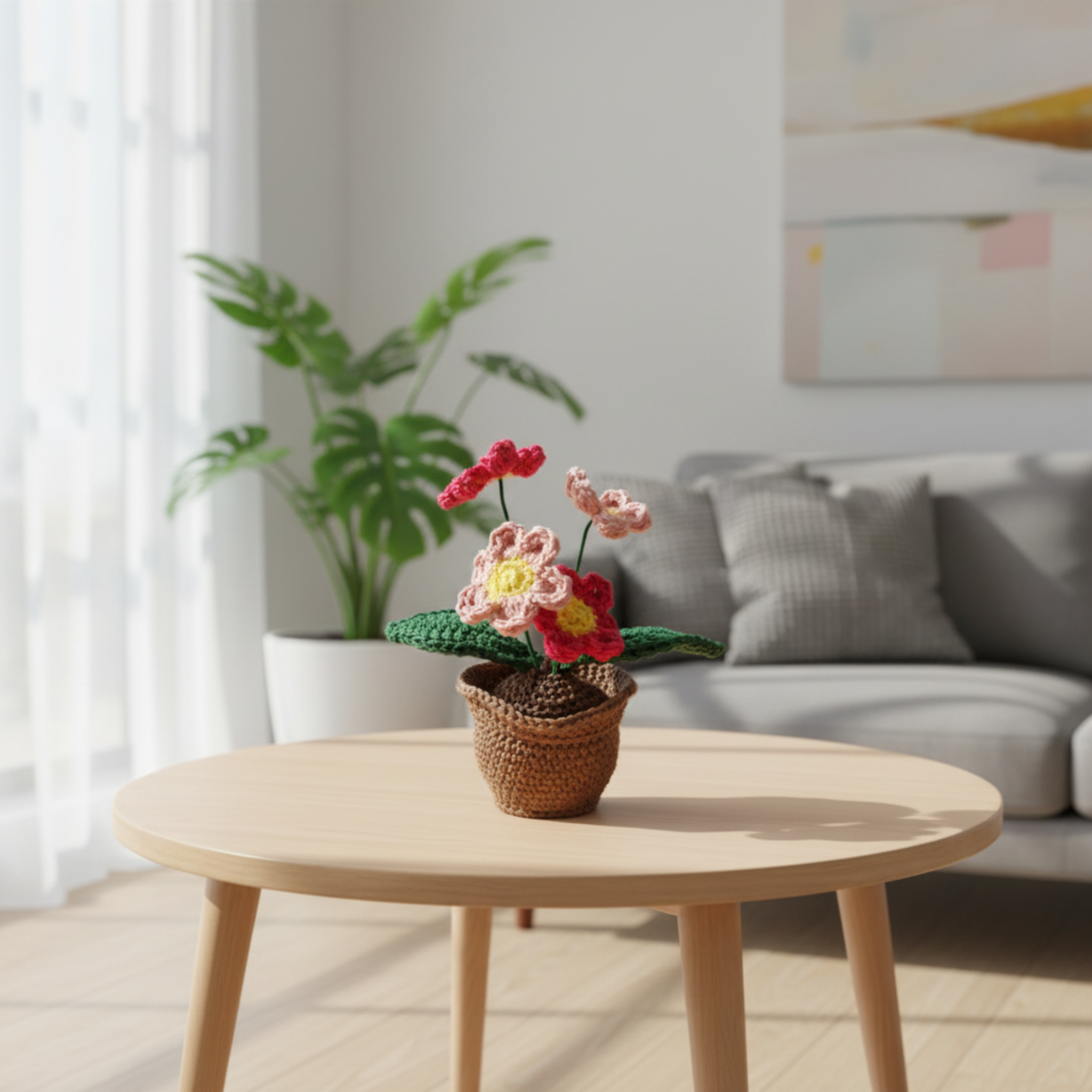 Handgehäkelte Blume im Topf – Ewige Deko mit Herz - Maloah Handmade Design