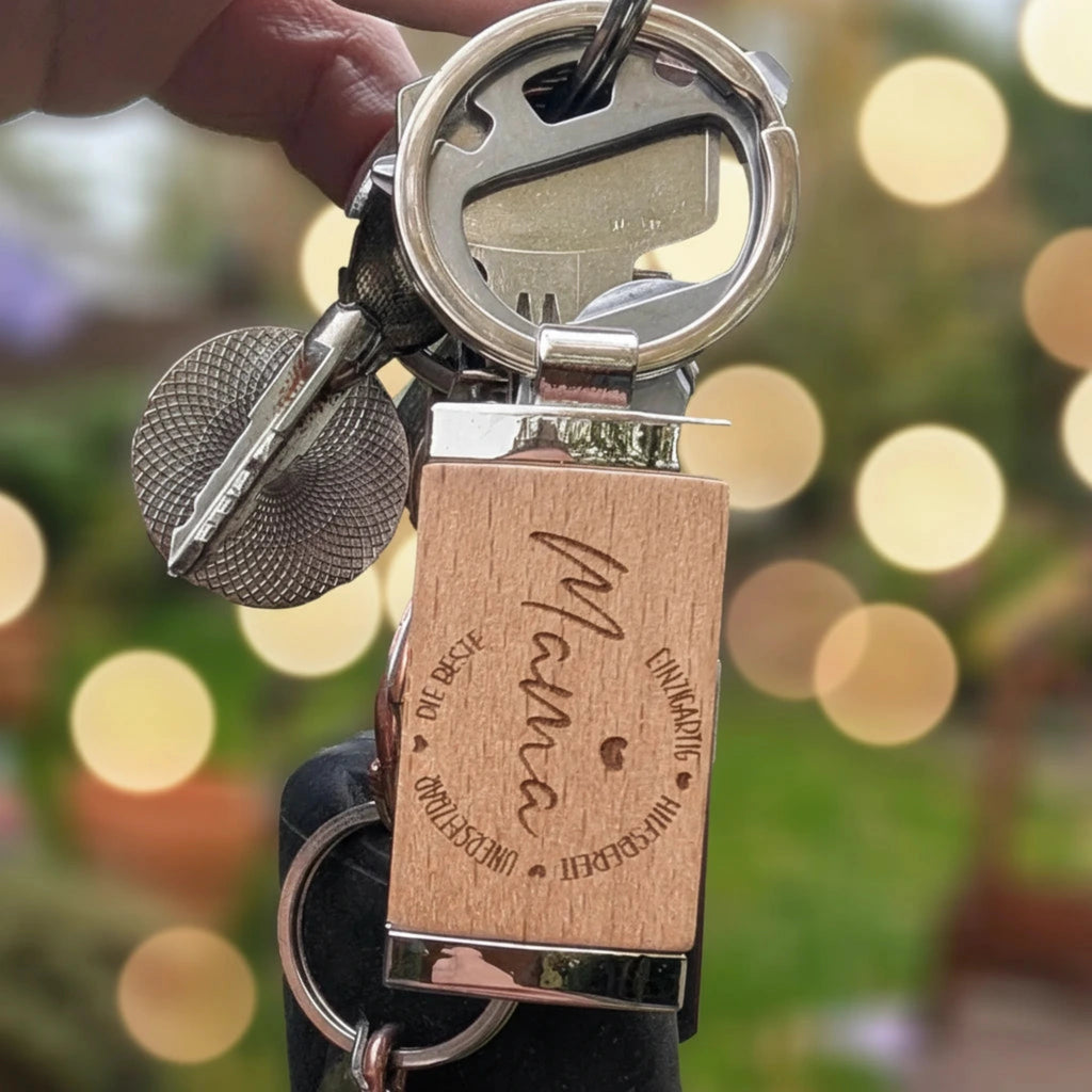 Schlüsselanhänger Holz Metall elegant handgefertigt Geschenk Frauen
