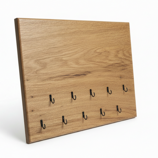 Schlüsselbrett Eiche 45 x 35 cm – Personalisiert mit 10 Haken - Maloah Handmade Design
