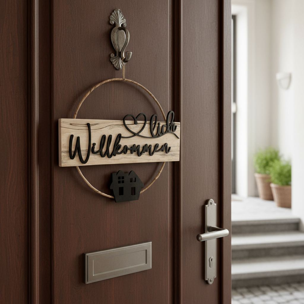 Türkranz Eingang Deko Geschenk Einweihung Holz 30cm Türschmuck