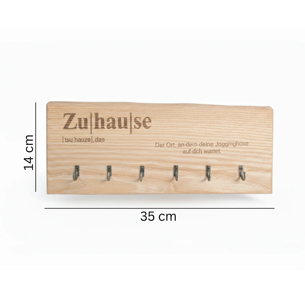 Schlüsselbrett „Zuhause – wo deine Jogginghose auf dich wartet" – 5 Haken - Maloah Handmade Design