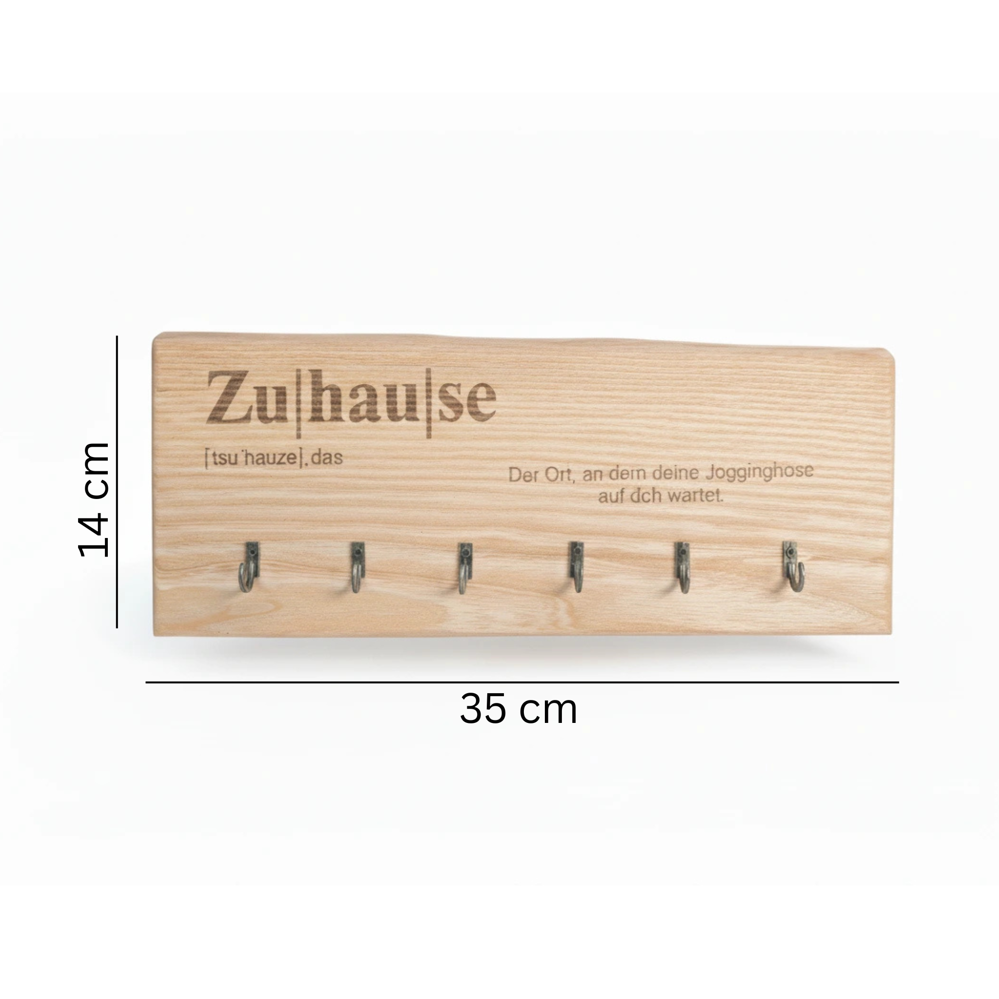 Schlüsselbrett „Zuhause – wo deine Jogginghose auf dich wartet" – 5 Haken - Maloah Handmade Design