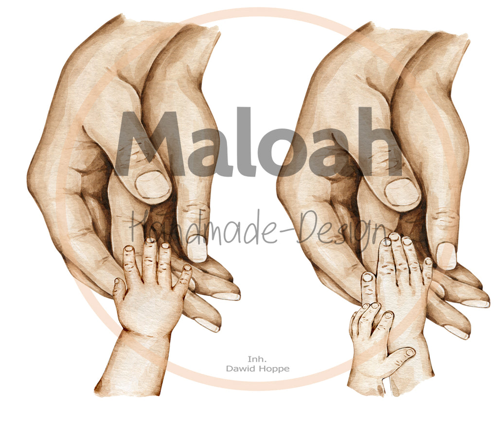 Personalisiertes Holzbild mit Händen & Namen „Our Family" | Geschenk für Paare & Familien - Maloah Handmade Design