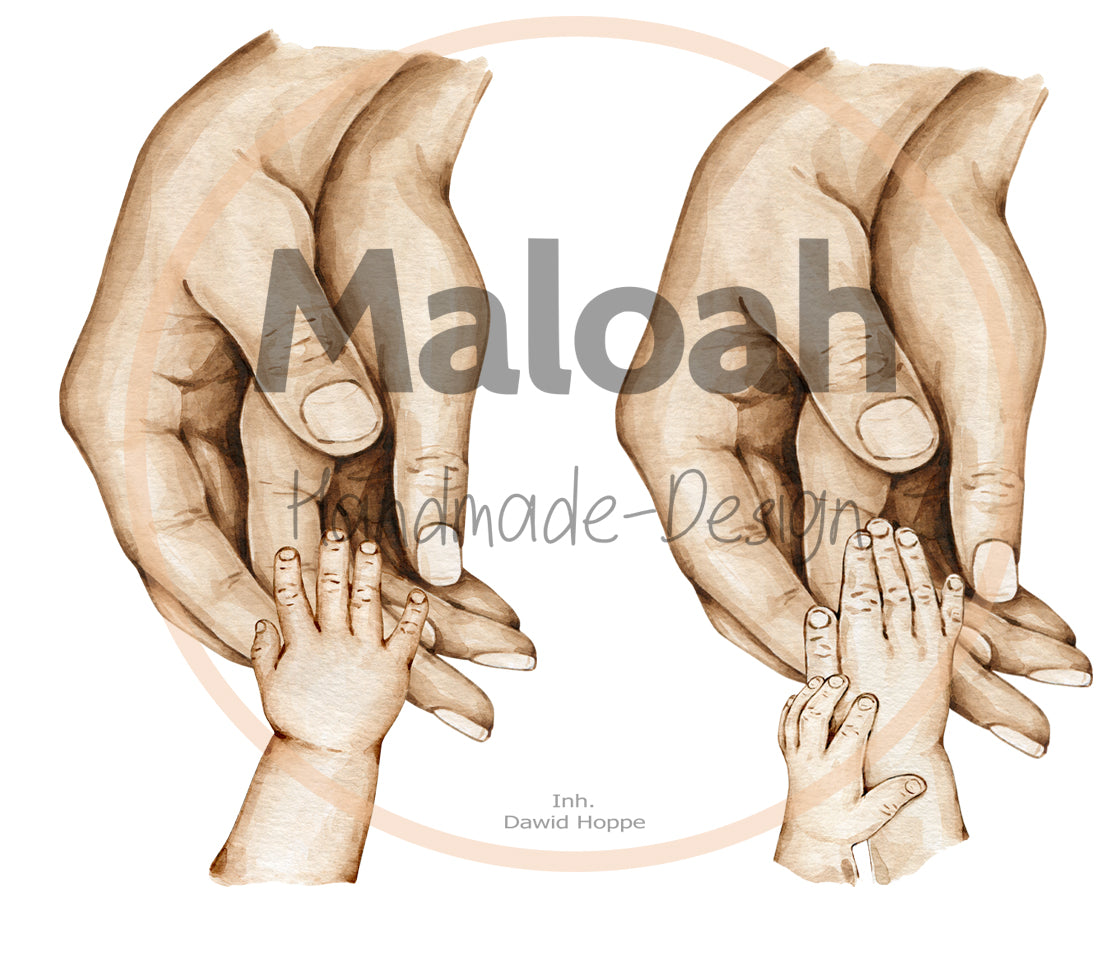 Personalisiertes Holzbild mit Händen & Namen „Our Family" | Geschenk für Paare & Familien - Maloah Handmade Design