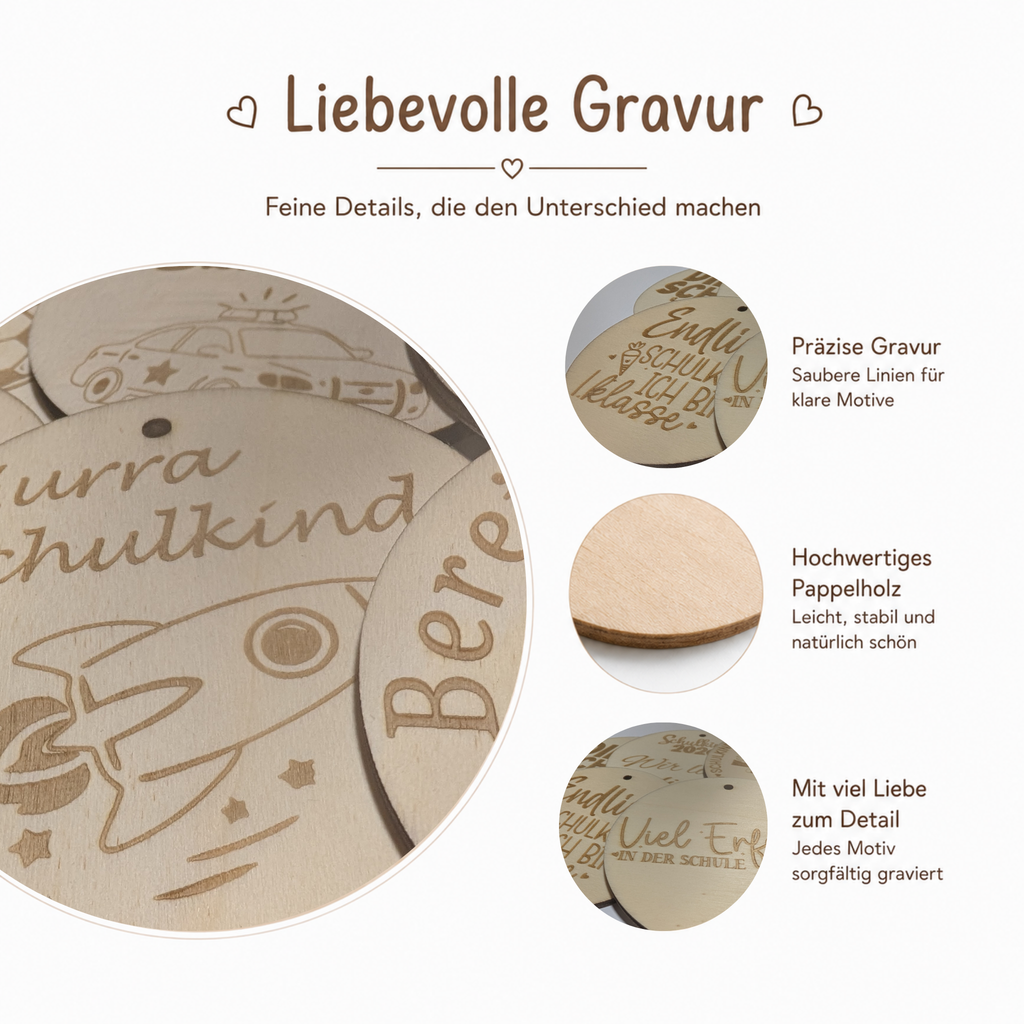 Schultütenanhänger aus Holz zur Einschulung 2026 - Maloah Handmade Design