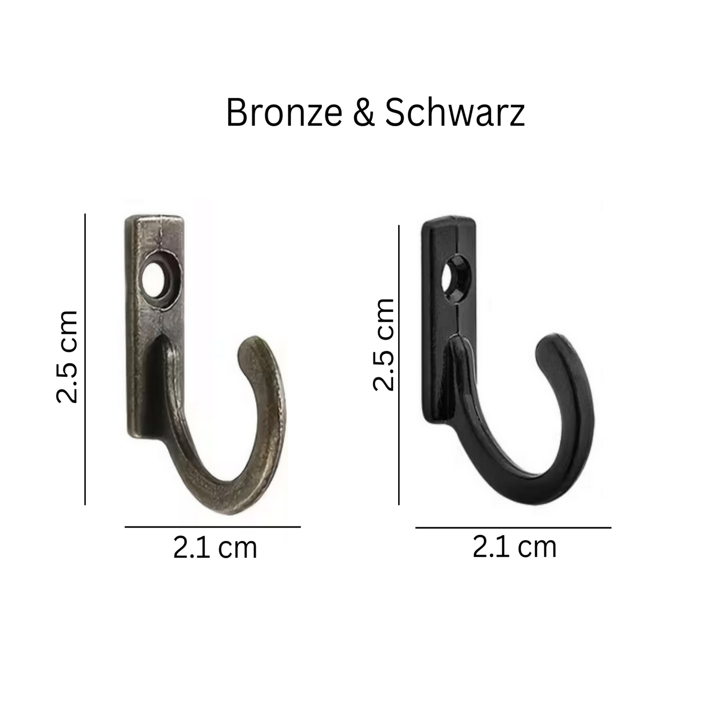  7 robuste Metall-Haken in Bronze für Schlüsselbrett