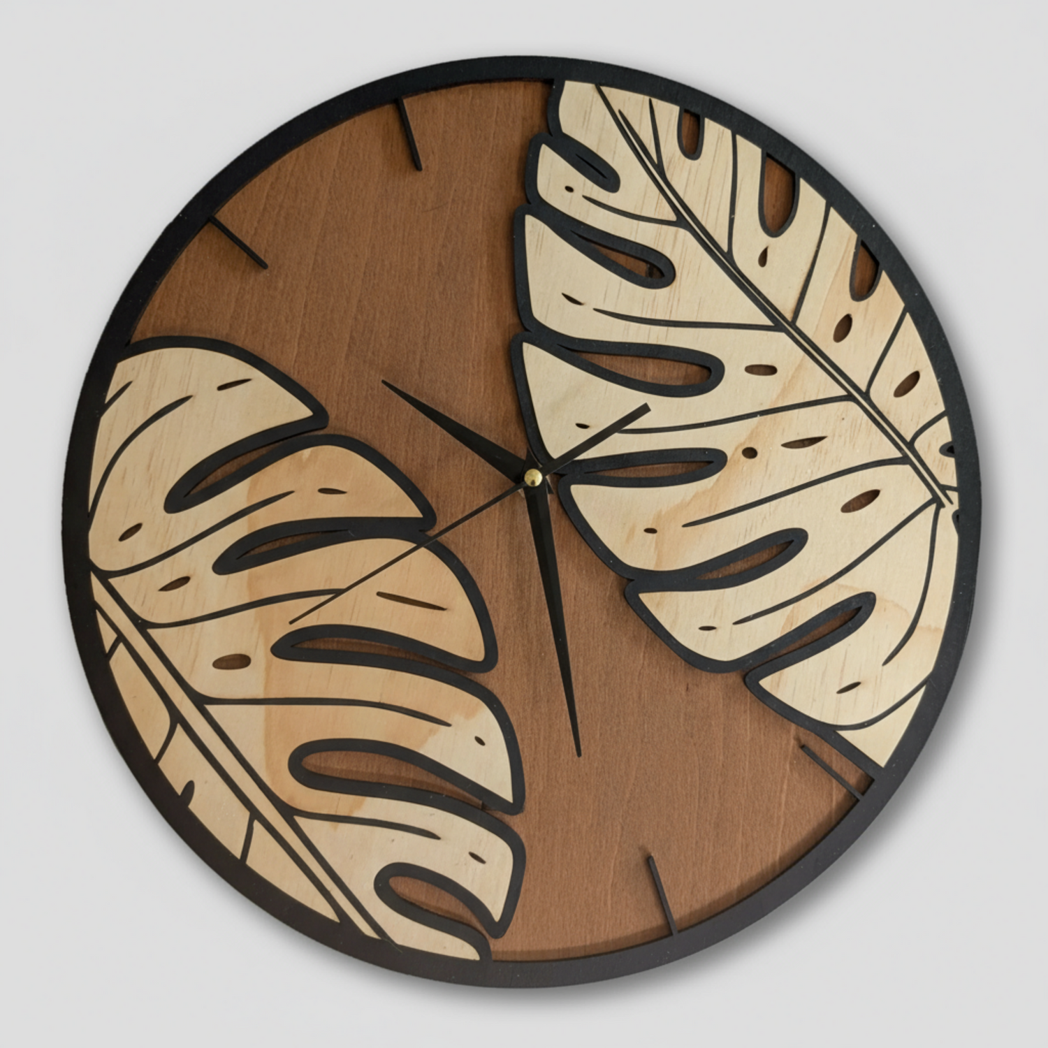 handgefretigte wanduhr monstera Maloah Handmade Design