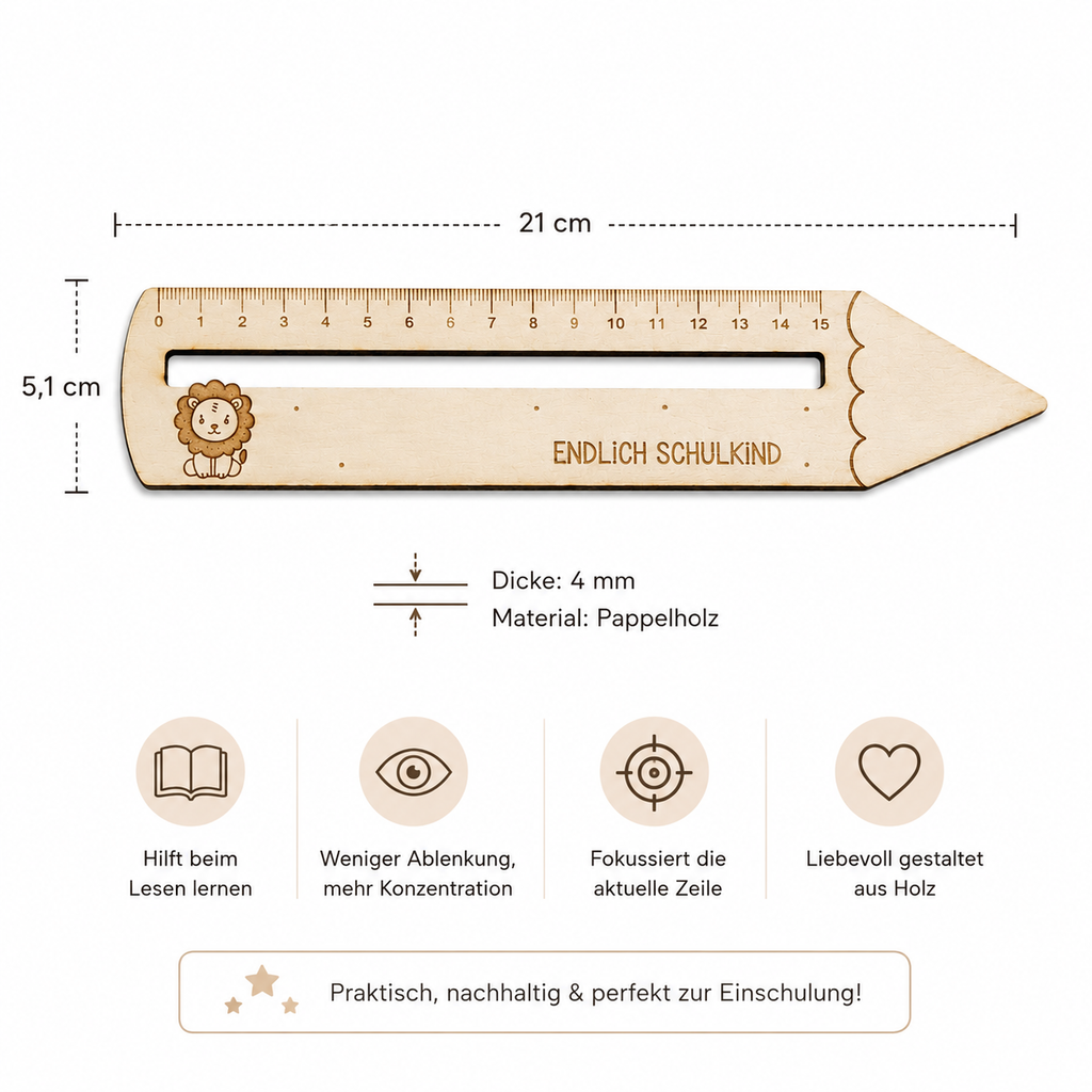 Lesehilfe aus Holz zur Einschulung – Verschiedene Motive - Maloah Handmade Design