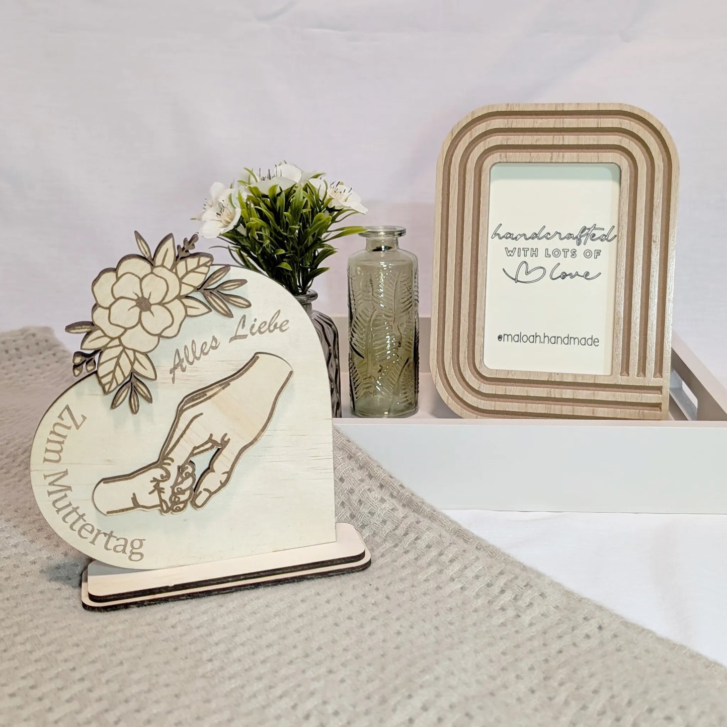 Aufsteller in Herzform zum Muttertag - Maloah Handmade Design