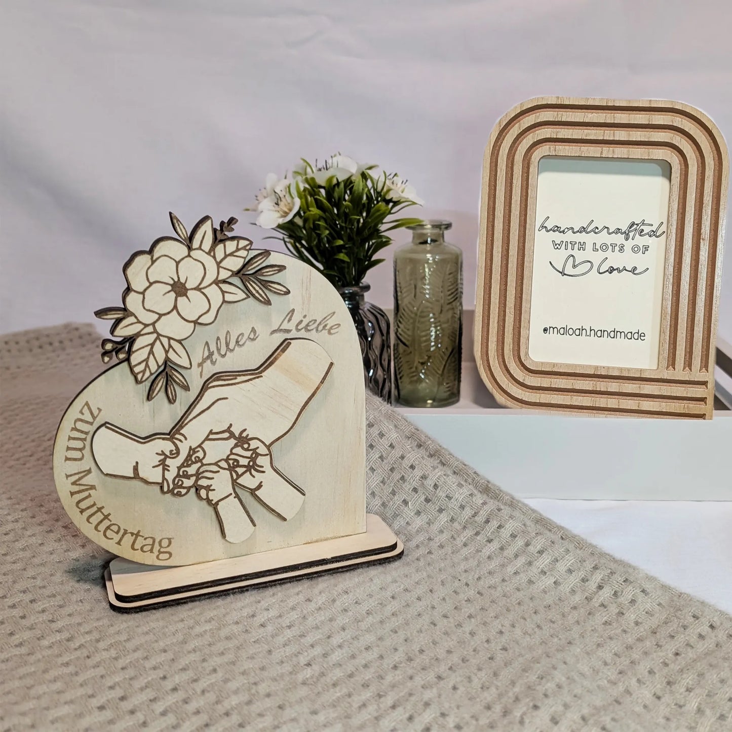 Aufsteller in Herzform zum Muttertag - Maloah Handmade Design