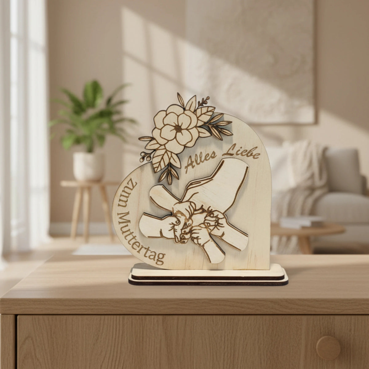 Muttertagsgeschenk personalisiert Herzform | Holzaufsteller mit Gravur - Maloah Handmade Design
