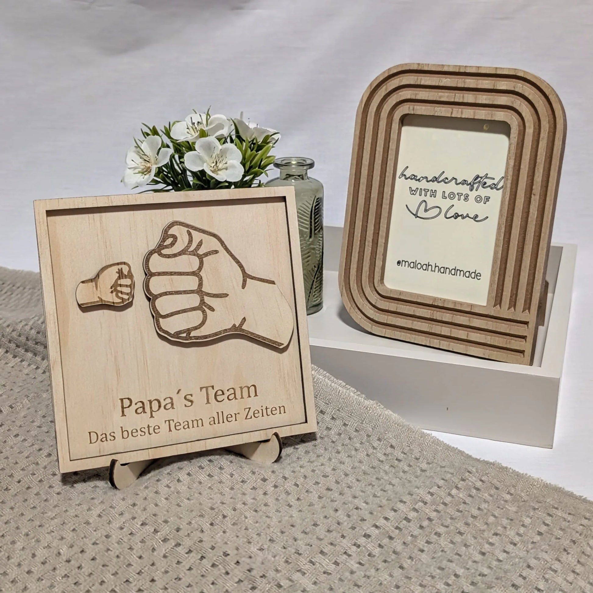 Einzigartiges Vatertagsgeschenk: „Papa’s Team“ aus Holz - Maloah Handmade Design