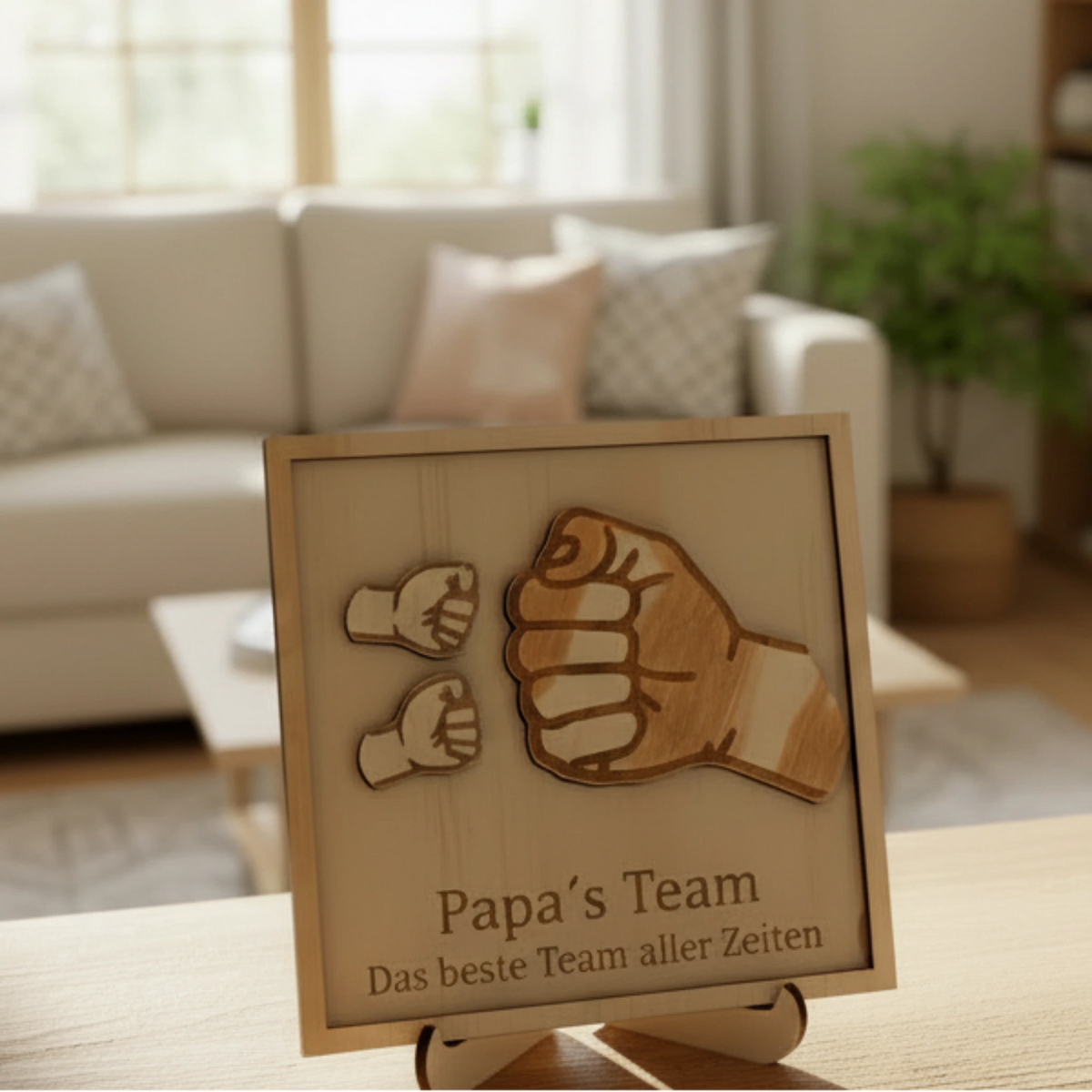 Einzigartiges Vatertagsgeschenk: „Papa’s Team“ aus Holz - Maloah Handmade Design