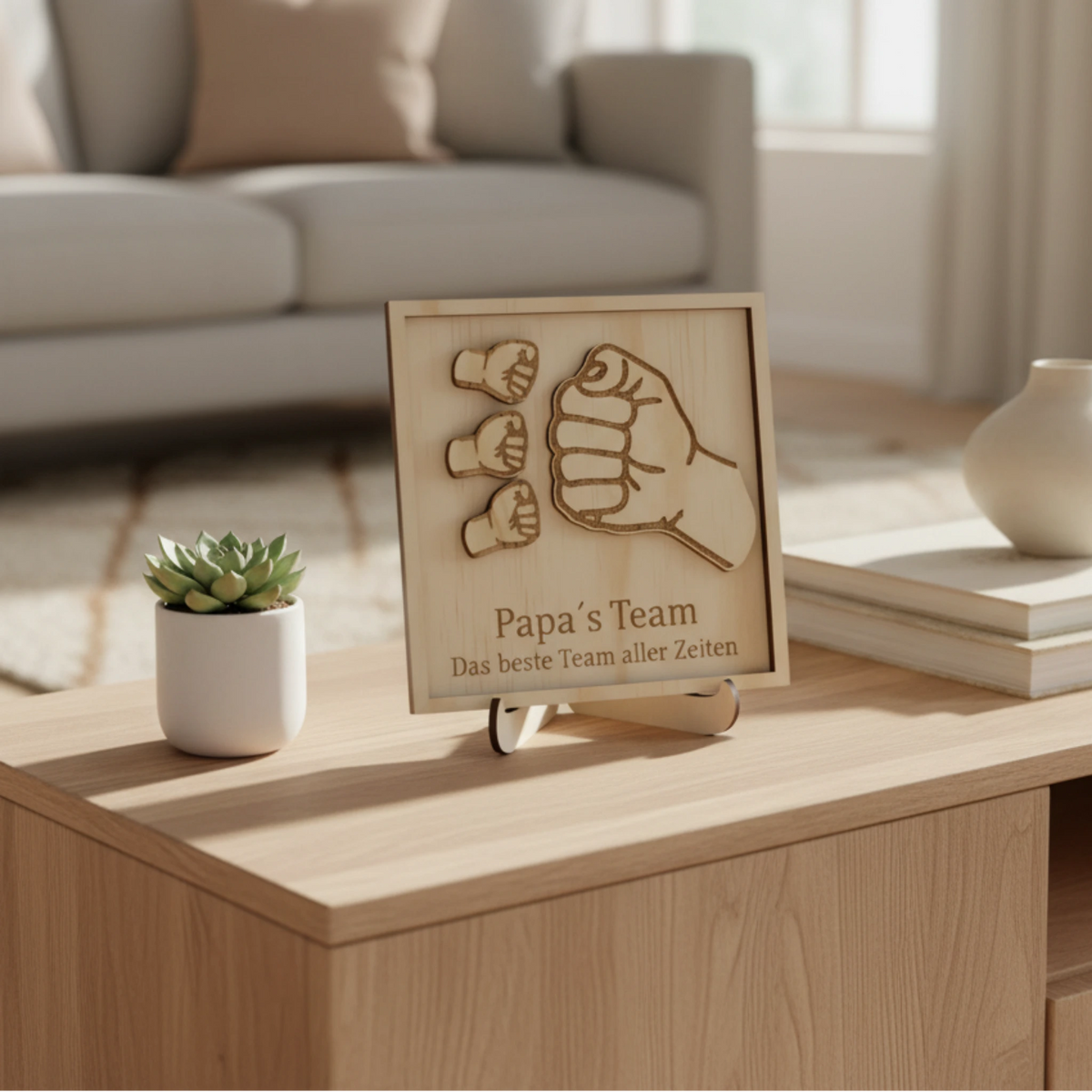 Einzigartiges Vatertagsgeschenk: „Papa’s Team“ aus Holz - Maloah Handmade Design