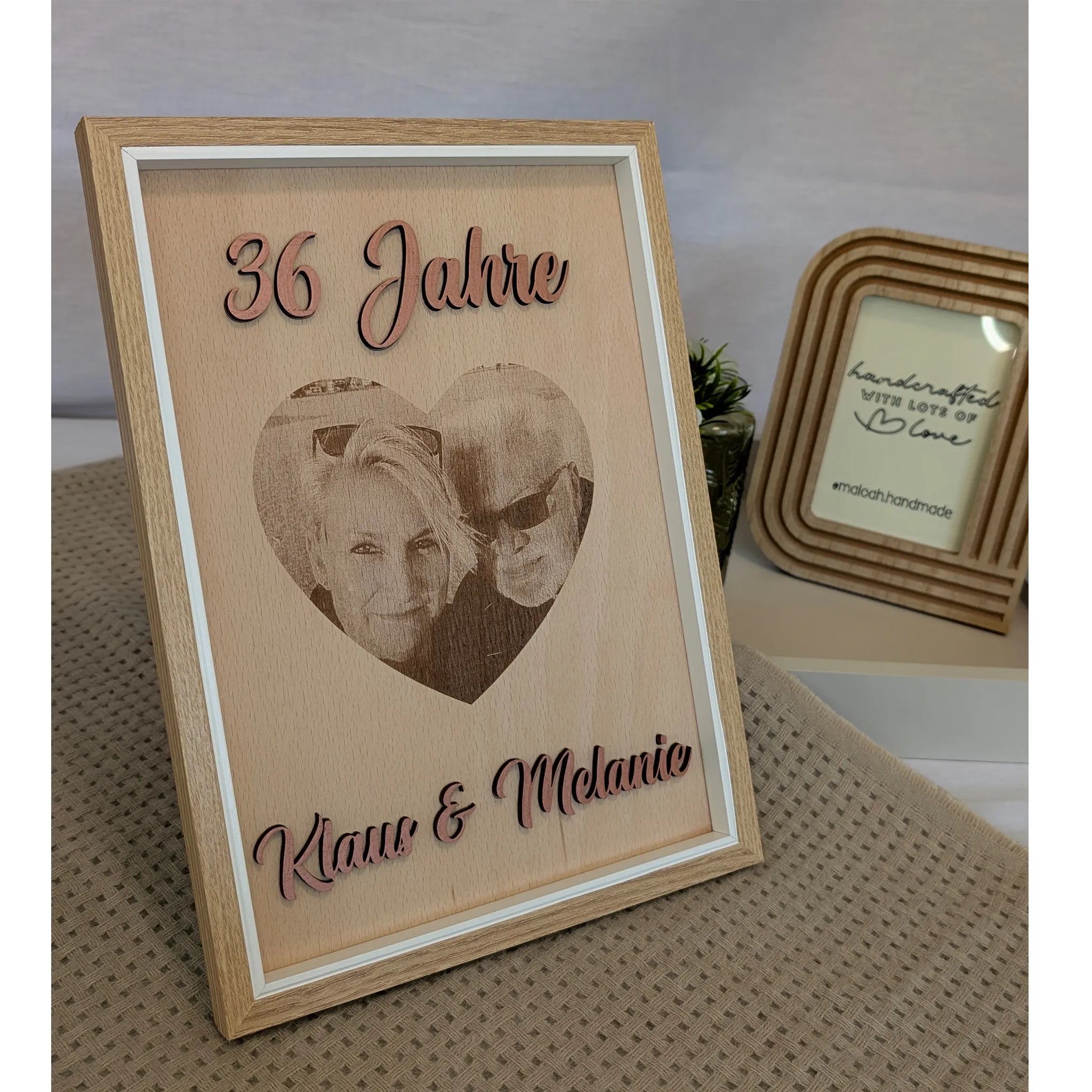 Personalisierte Gravur Liebe – Herzfoto & 3D-Namen - Maloah Handmade Design
