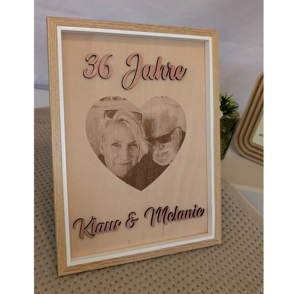 Personalisierte Gravur Liebe – Herzfoto & 3D-Namen - Maloah Handmade Design