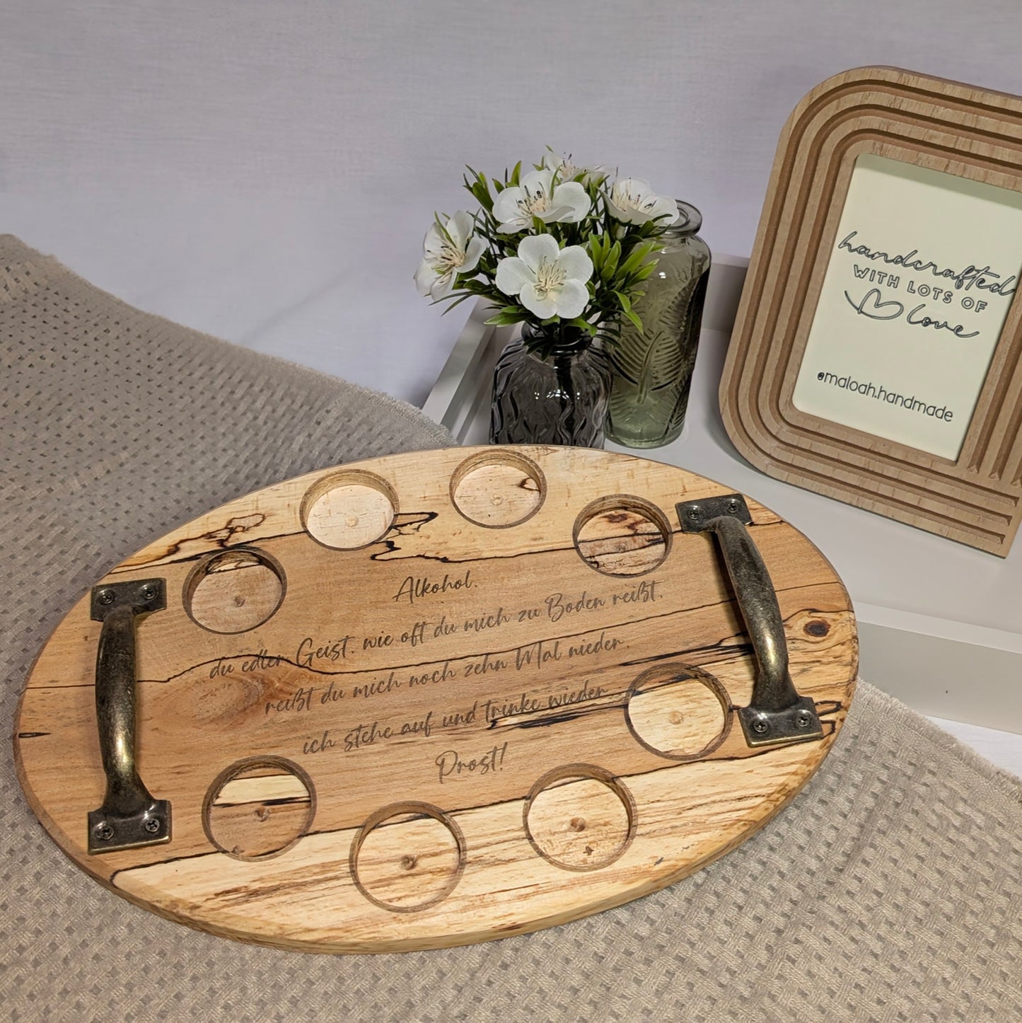8 er schnapsbrett buche gestock mit gravur