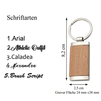 Eleganter Schlüsselanhänger aus Metall & Holz - Maloah Handmade Design