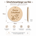 Schultütenanhänger aus Holz zur Einschulung 2026 - Maloah Handmade Design