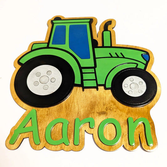 Kinderzimmer Türschild Traktor mit Namen - Maloah Handmade Design