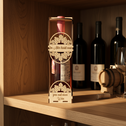 Geschenkbox für Weinflaschen aus Kiefernholz – mit Wunschgravur - Maloah Handmade Design